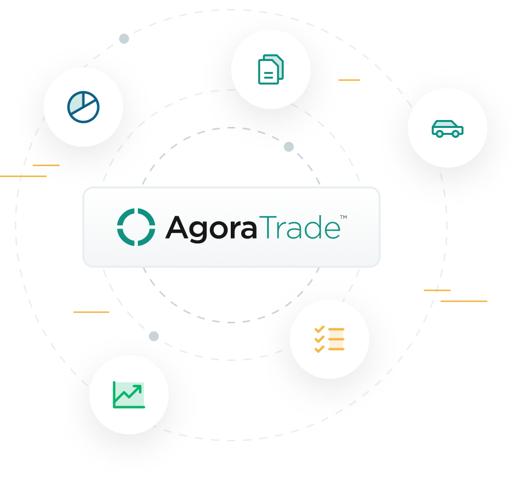AgoraTrade logo with icons